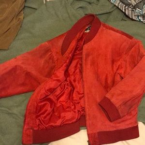 Global identity red leather jacket